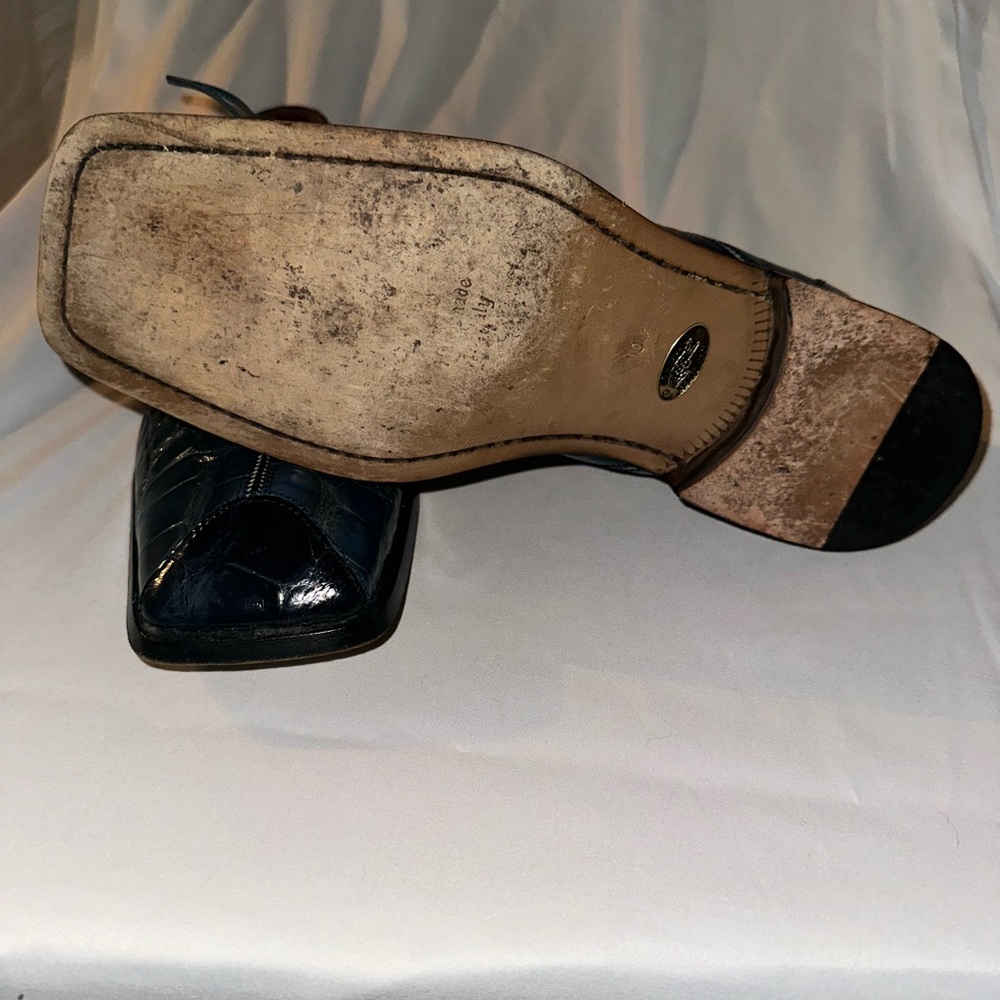 Vintage Matteo & Massim Men's Blue Genuine Crocodile Shoes size 10 with belt 40 - Picture 11 of 15